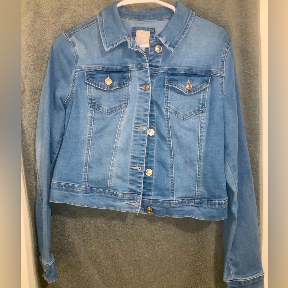 Wax Jean Cropped Demin Button Up Jacket